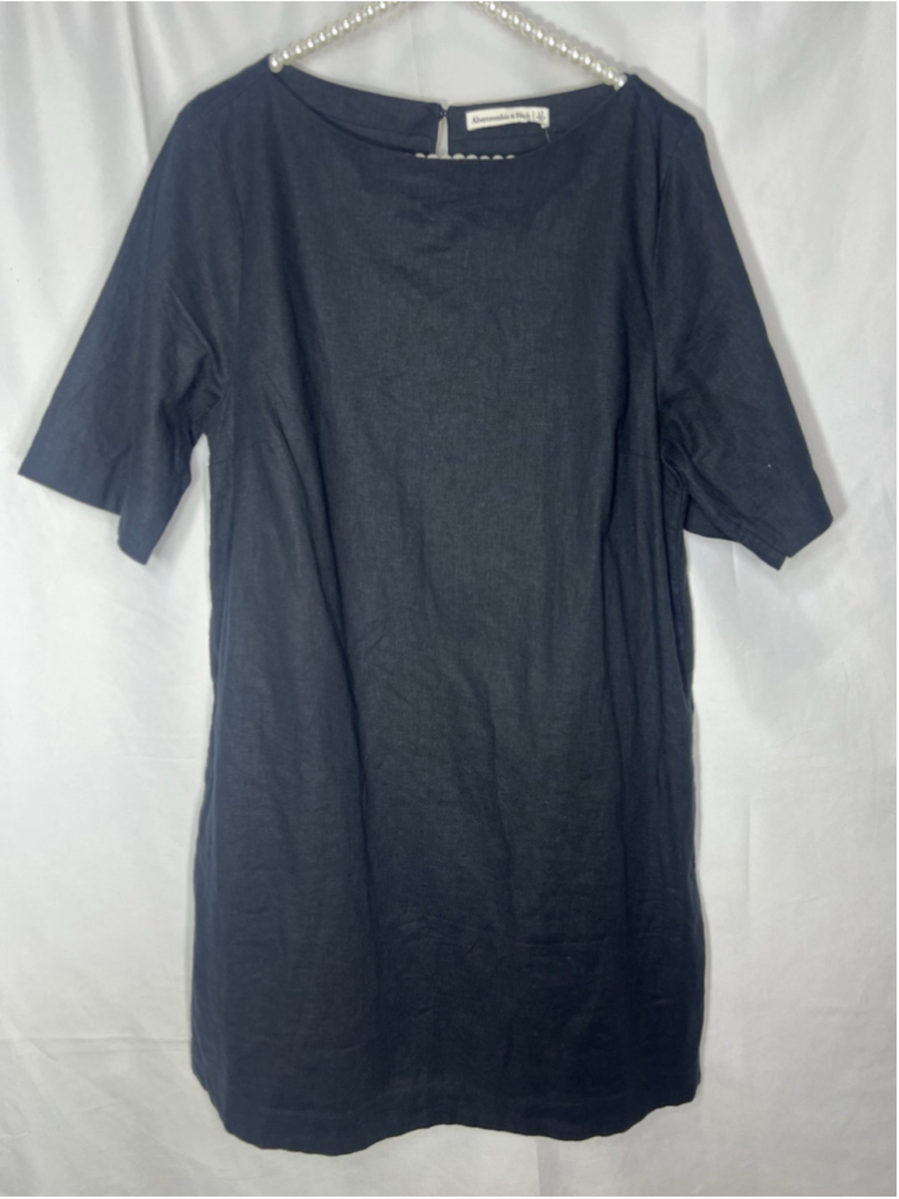 Abercrombie & Fitch Black Linen Blend Shift Mini Dress Size LT Capsule Wardrobe